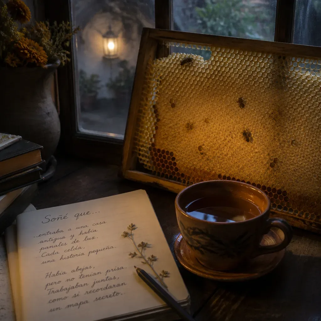Panal junto a notas escritas al despertar