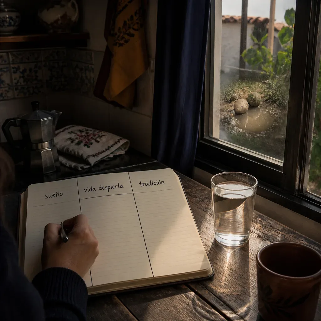 Persona escribiendo su sueño al despertar