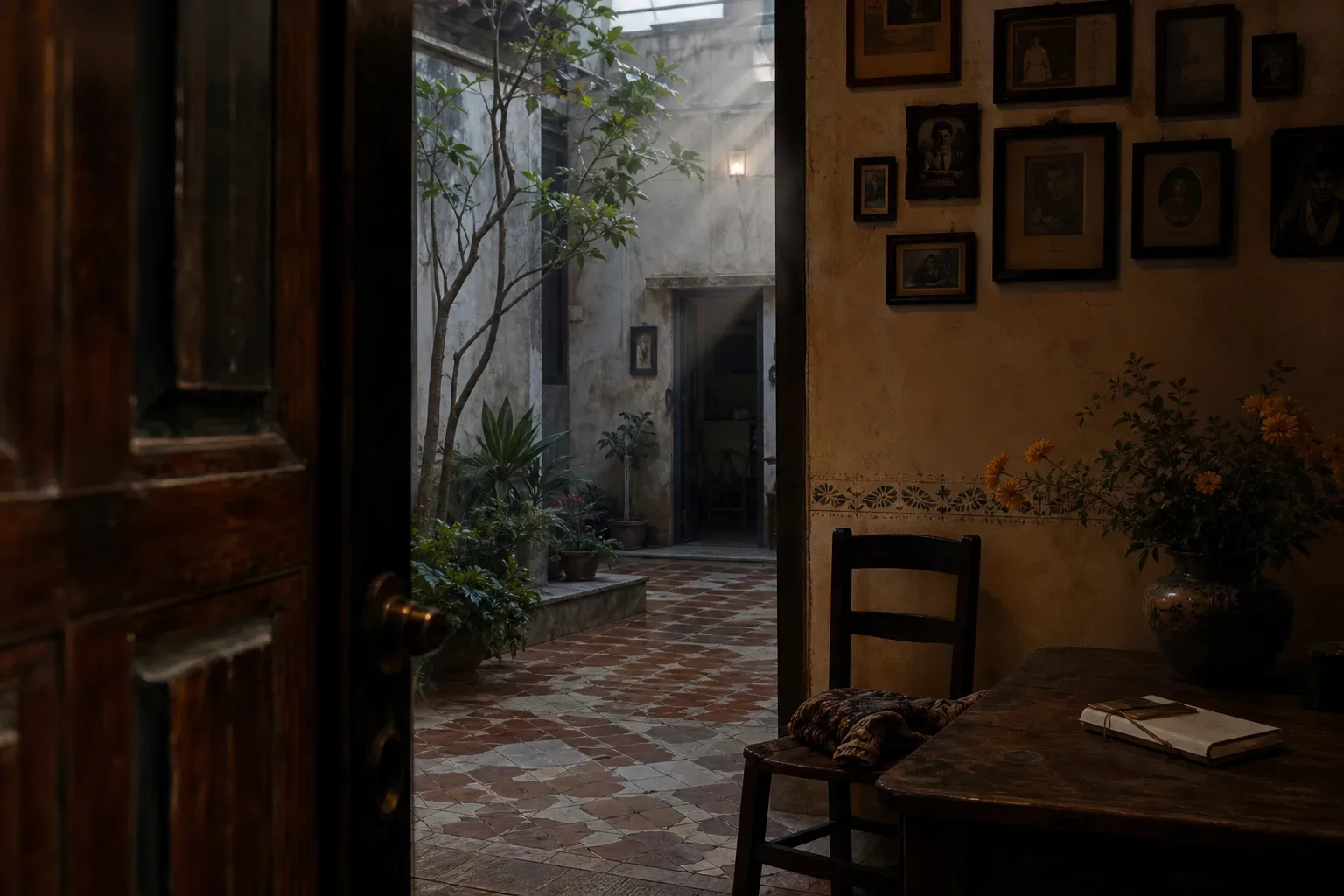 Casa vieja latinoamericana iluminada por la mañana