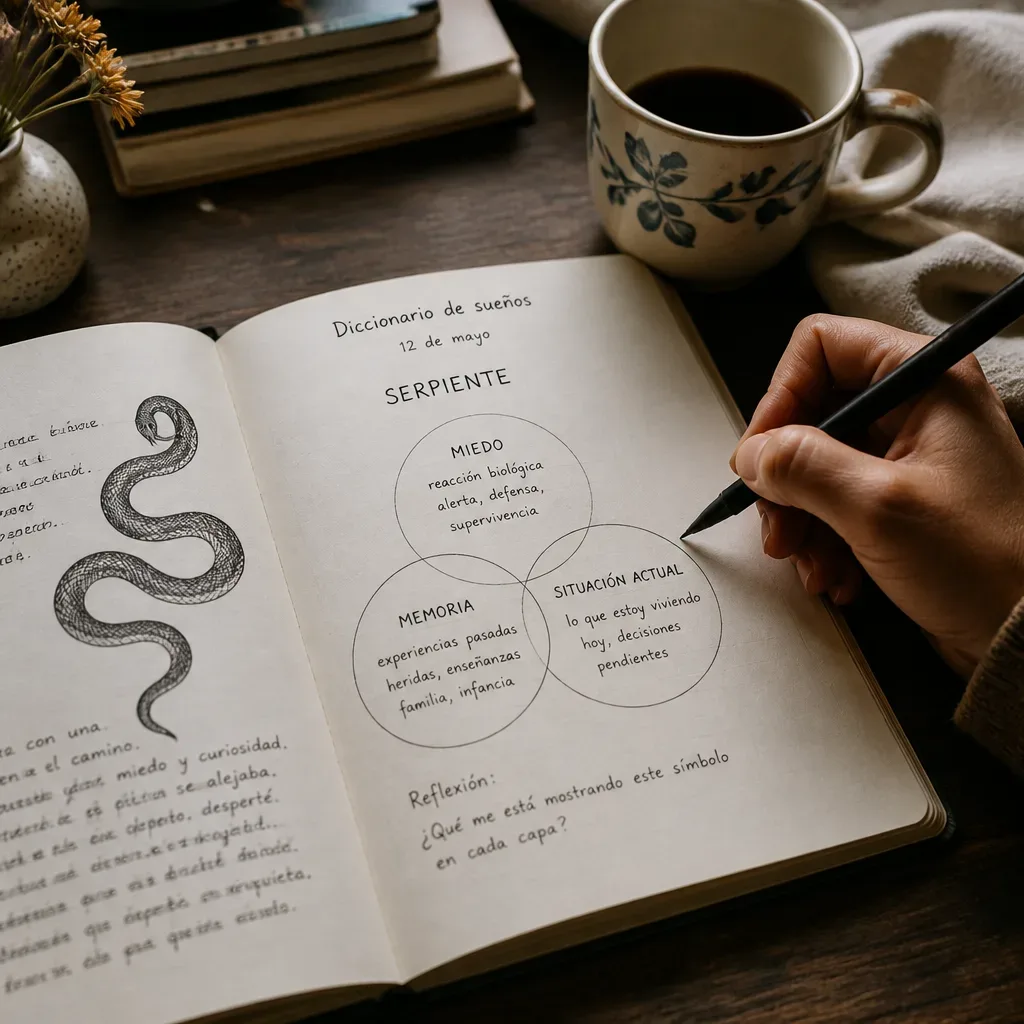 Diario de sueños con dibujo de culebra