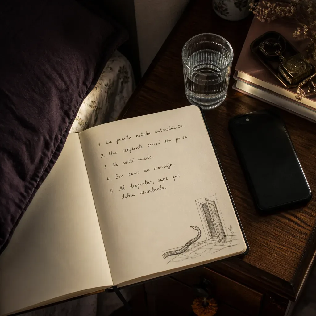 Libreta matutina con notas sobre una culebra