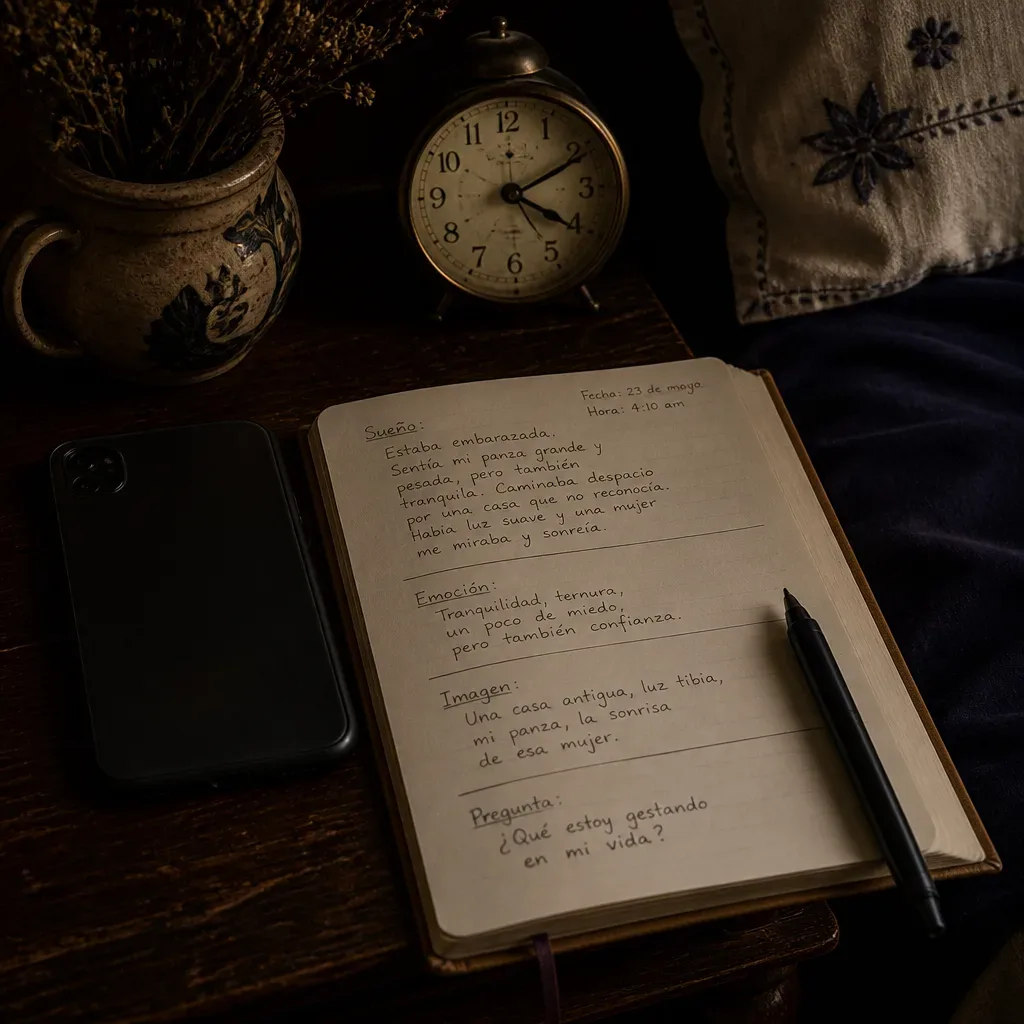 Cuaderno con notas de un sueño al despertar
