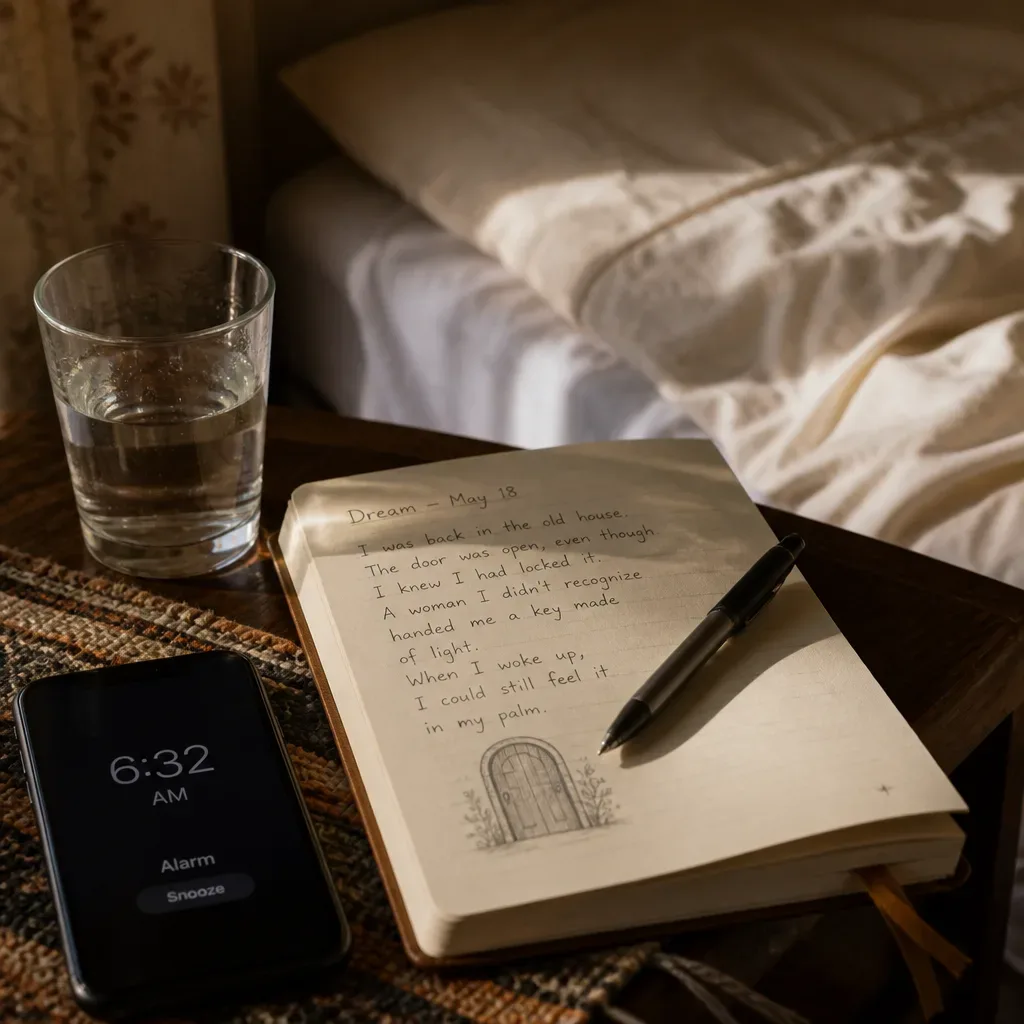Cuaderno con notas de un sueño al despertar