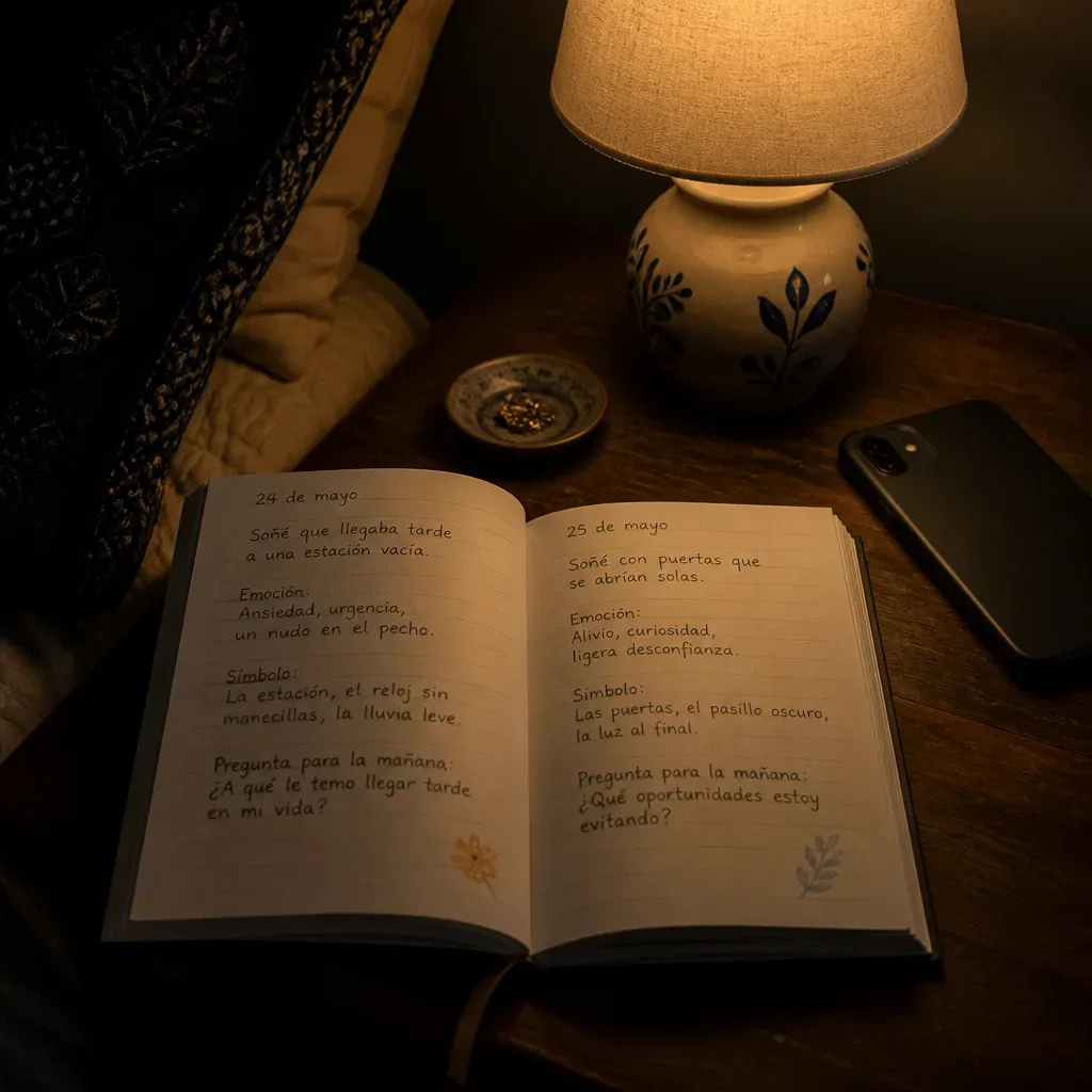 Cuaderno con notas de un sueño intenso