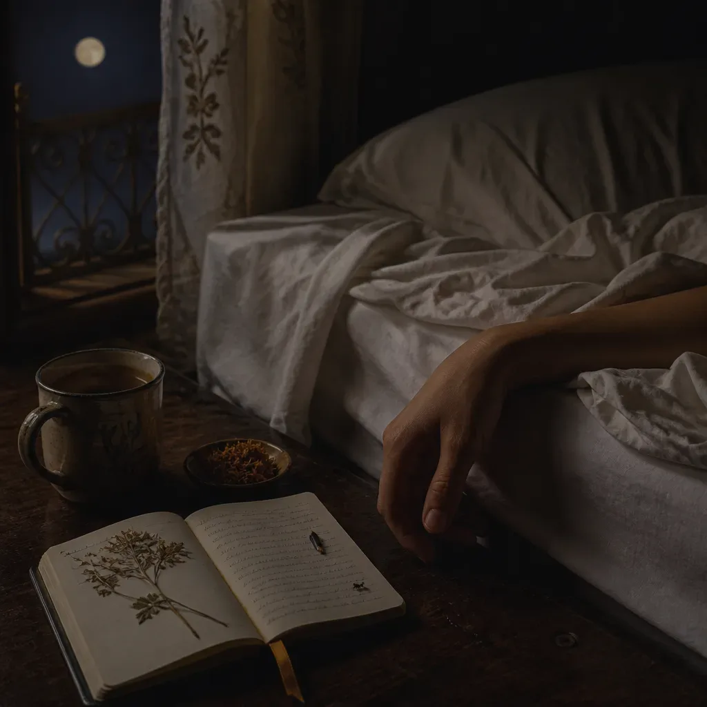 Cama desordenada con libreta después de soñar