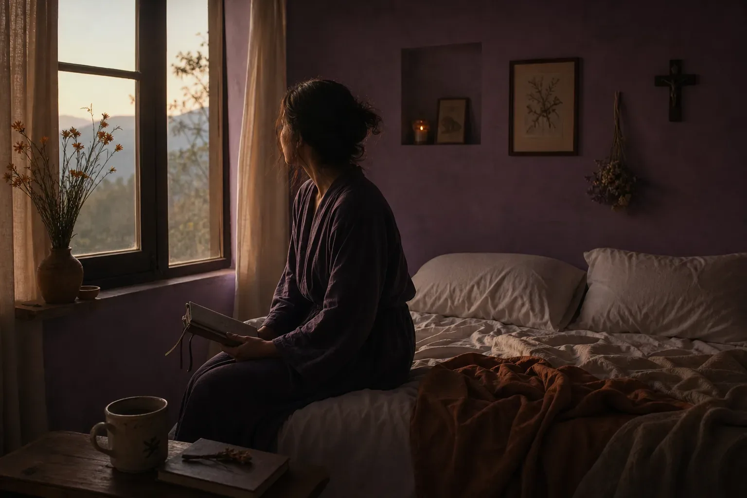 Persona despierta pensando en un sueño de pareja