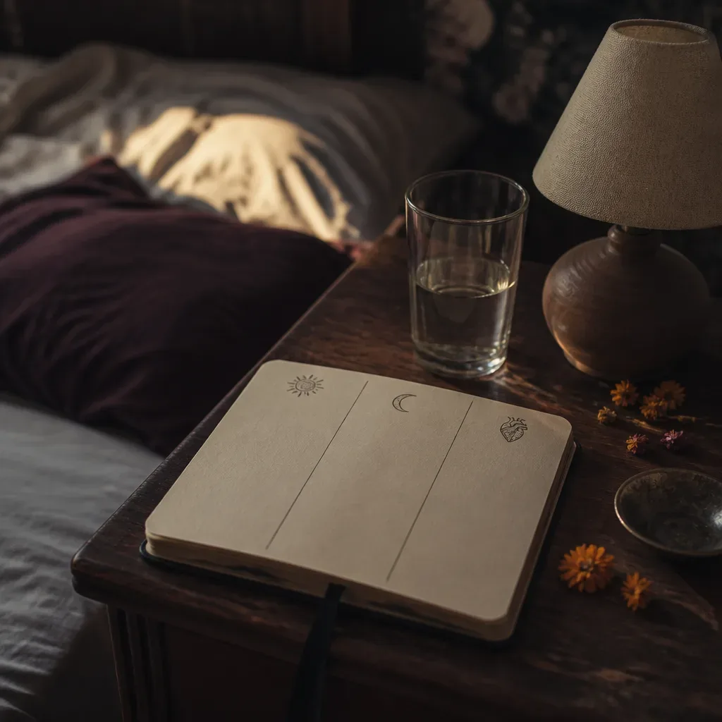 Cuaderno junto a la cama para anotar el sueño