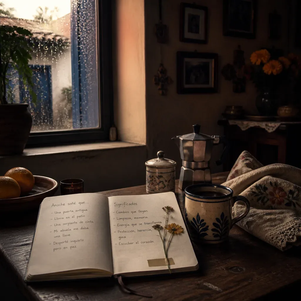 Cuaderno con notas de sueño junto a la ventana