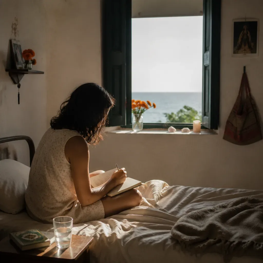 Persona anotando un sueño al despertar