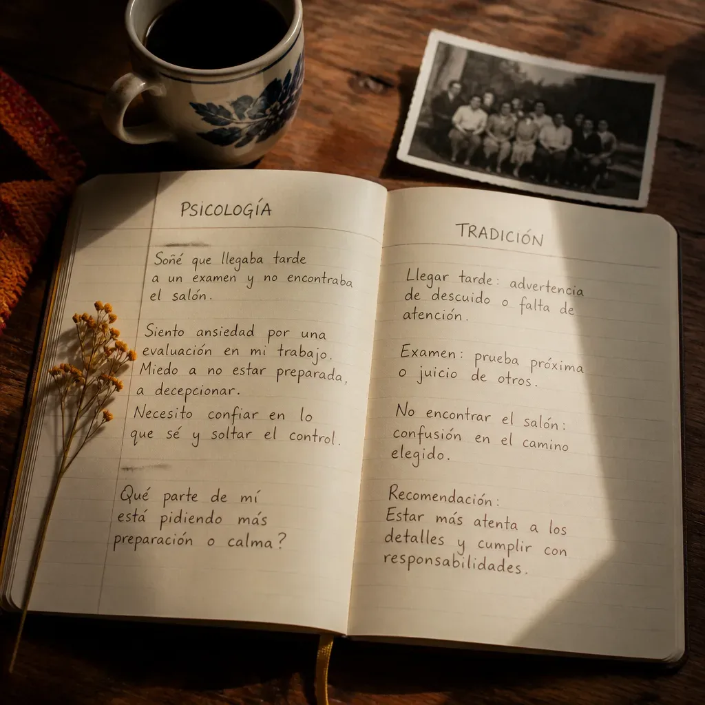 Cuaderno con columnas de psicología y tradición