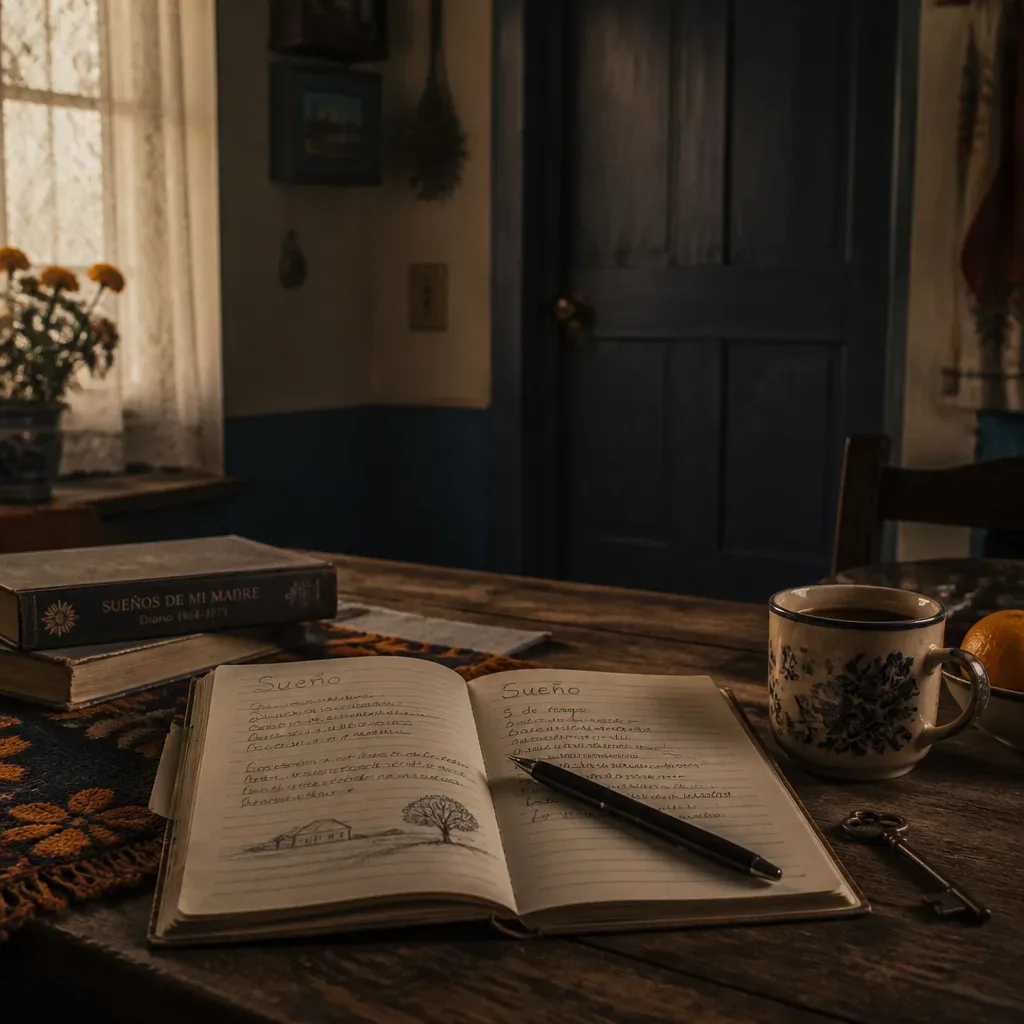 Diario de sueños con llave sobre la mesa
