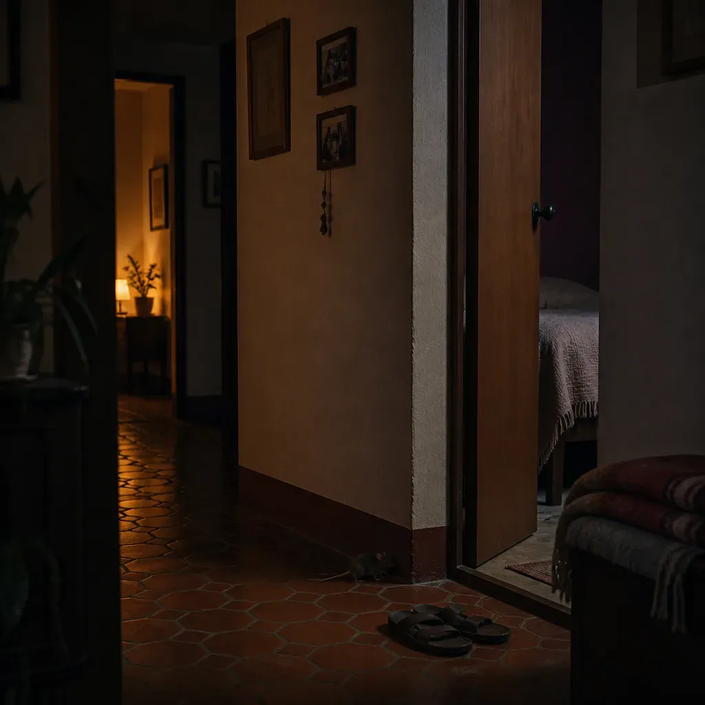 Rata pequeña en el pasillo de una casa