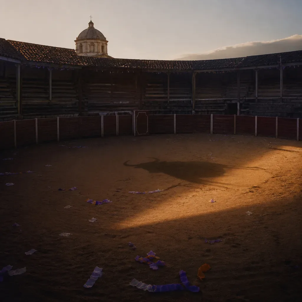 Plaza de toros vacía con luz de mañana