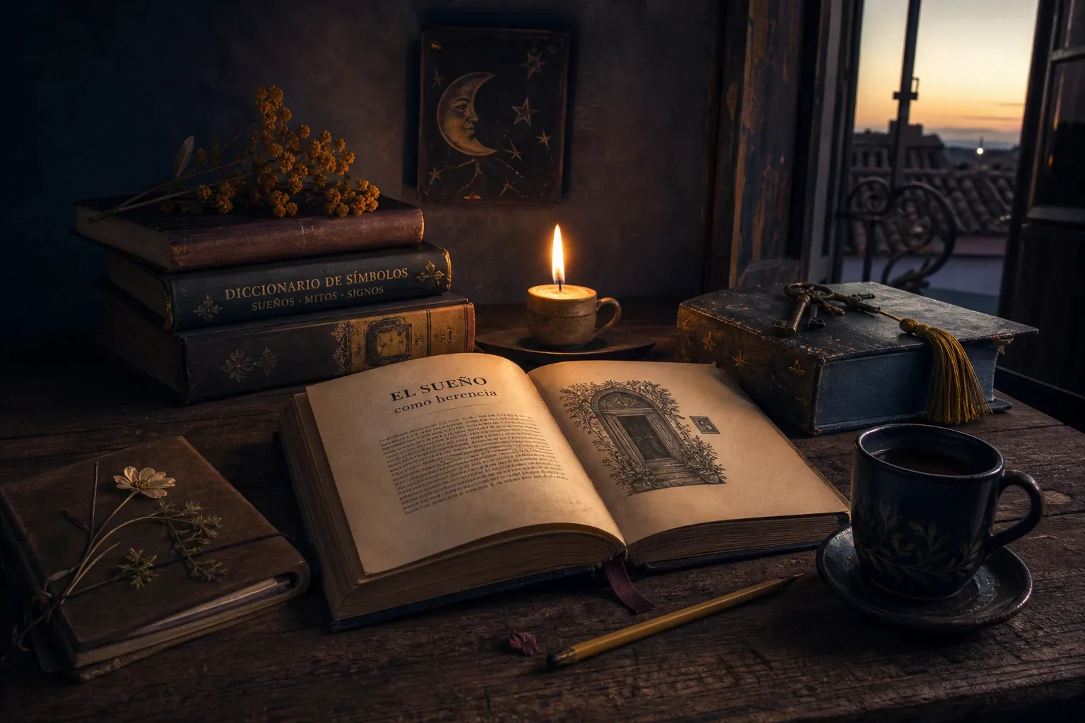 Symbolic still life: Soñar con libros