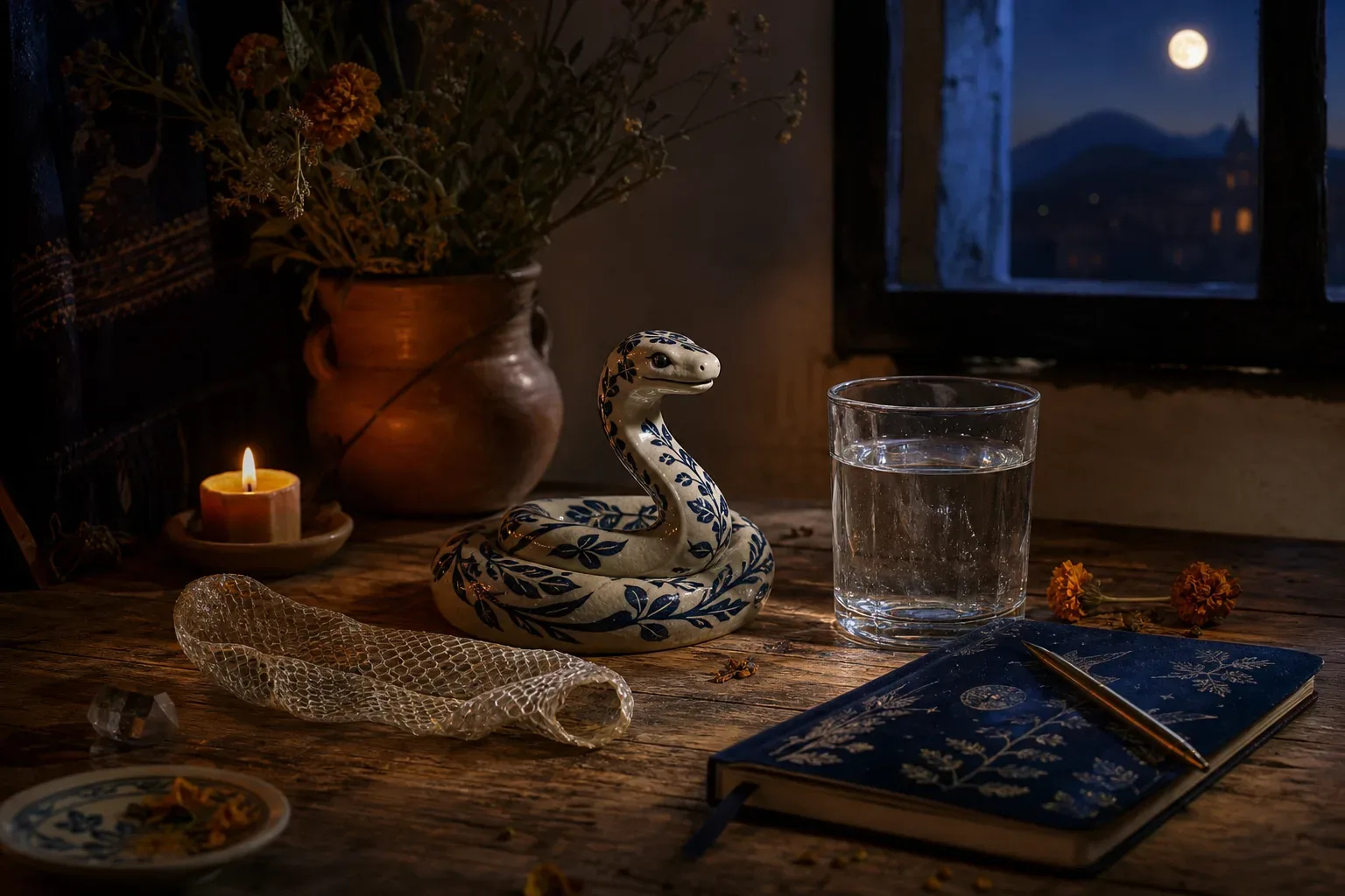 Symbolic still life: Soñar con serpientes